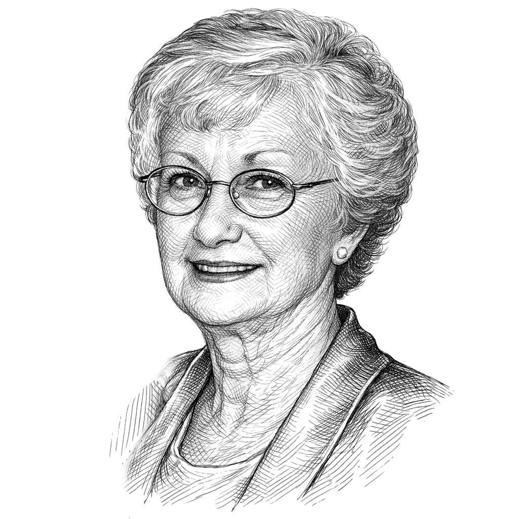 Line-art portrait of Helen Geisel