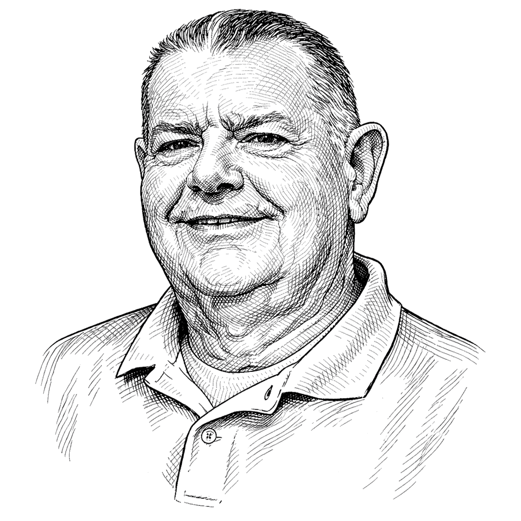 Line-art portrait of Jonathan Geisel