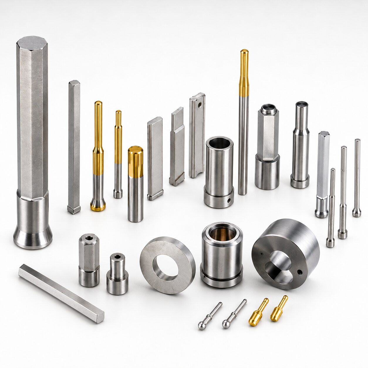 Examples of custom punches and related small steel tooling components